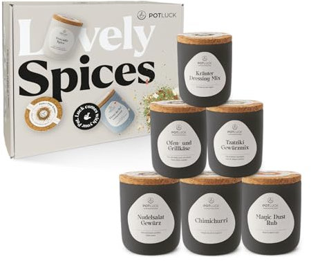POTLUCK | BBQ Set 6er | Gewürzmischungen im Keramiktopf | Vegan, glutenfrei und mit natürlichen Inhaltsstoffen