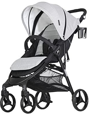 Nikimotion Autofold Sportwagen | Schnell zu falten | Hochwertige PU Räder | 4-fache Federung | Memory Foam Einlage | PU Ledergriff | Erweiterteres Sonnendach (Oyster)