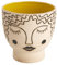 Baroni Home Vaso in Ceramica di Design con Volto, Soprammobile Moderno Dipinto a Mano, Vaso per piante da Interno o Esterno, Vaso Largo, 20X19X19 cm