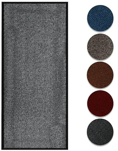 Circle of trust Hallway Runner Rug Grey 90x300 cm Non Slip Heavy Duty Long Carpet Runner, Rubber Backed Dirt Trapper, Washable Runner for Hall Kitchen Bedroom Laundry & Office