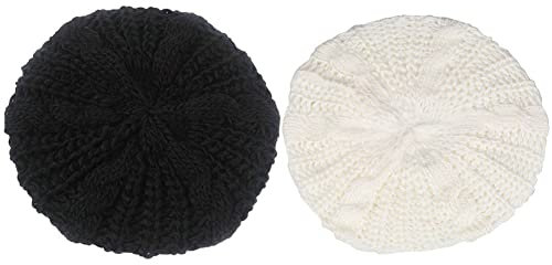 Luxylei Stricker Baskenmütze Verdrehte Hanfblume Baskenmütze Frauen Warm Gestrickte Mütze Hut Handgefertigt Winter Warm Strickkappe Für Dame Mädchen