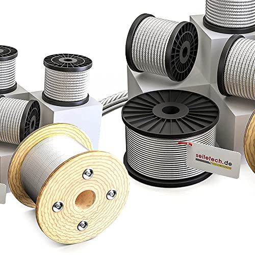 Seiletech.de Câble en acier inoxydable | 4 mm | 100 m | Acier inoxydable AISI 316 inox | 7 x 19 souple | Câble métallique antirouille | Transport industriel, voile, garde-corps et sylviculture