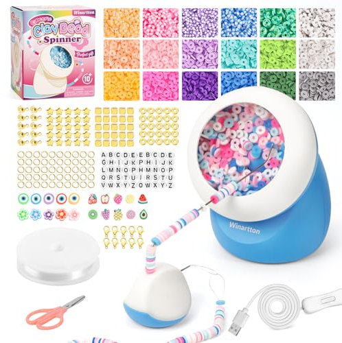 Winartton Bead Spinner - Clay Bead Spinner with 3832 PCS Clay Beads Set, Electric Bead Spinner, Bead Spinner Kit, Bracelet Spinner, Bracelet Making Kit for Girls, Gift for Girls, Bracelet Spinner