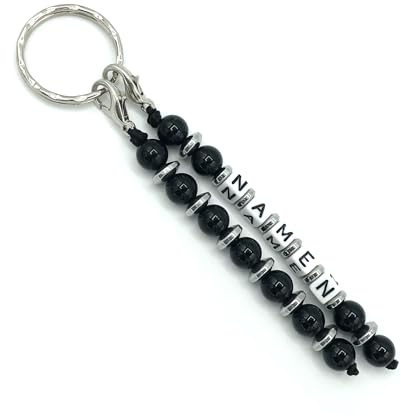 Schlüsselanhänger/Taschenbaumler mit Namen  NATURSTEIN ONYX ONIKS  Unisex/Personalisiert / T12