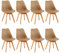 H.J WeDoo Set mit 8 Esszimmerstühlen im Skandinavischen Stil, Küchenstühle mit Kissen, Massives Buchenholz, Farbe Khaki