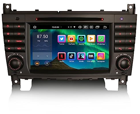 GONFEN Acht-Kern Android 14 GPS DAB+ Autoradio Für Mercedes-Benz C/CLC/G Klasse W203 W463 Navi CarPlay Android Auto 4GB RAM 64GB ROM DSP WiFi 4G OBD2 DVB-T2 Bluetooth 5.0 TPMS Canbus Lenkradsteuerung