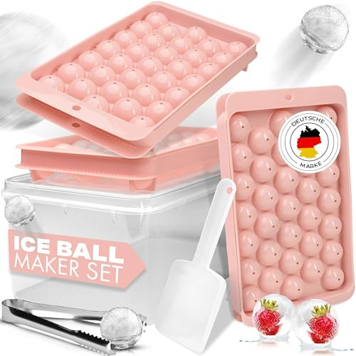 Wolfset-Ice Ball Maker Set/Eiswürfelform rund, mit Eiswürfelbehälter, Portionierschaufel und Zange. Eiswürfelform Kugel für 99 runde Eiswürfel auf ein Schlag, Perfekt für Cocktails und Whisky