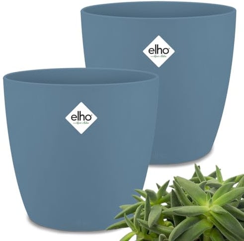 Gardebruk® 2X Blumentopf Brussels 16x15cm rund Pflanzentopf Übertopf Pflanzkasten Balkonkasten Kunststoff Blumenkübel Pflanzkübel Pflanzgefäß Blau