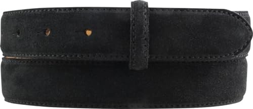 BELTINGER Gürtel aus Veloursleder ohne Schnalle 3,0 cm | Velour-Ledergürtel für Damen Herren 30mm | Wildleder-Gürtel | Schwarz 105cm