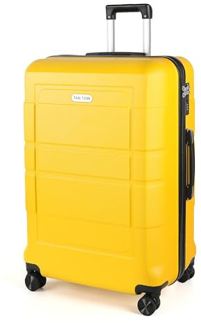 TANTOMI Hartschalen-Handgepäck Koffer Groß aus ABS+PC – Reisekoffer mit 4 Drehbaren Rollen (360°), Trolley mit Aluminium-Teleskopstange und 3 Stelige-Zahlenschloss (XL – 95L, Mango)