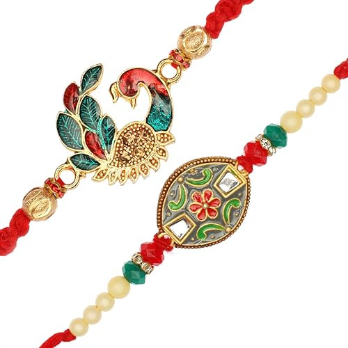 Set of 2 Rakhi for Brother Rakhi Thread for Bhai Bhabhi Bhaiya and Bhatiji veera Raksha Bandhan Rakhi Set Dora Kalwa with Gift Pack for Brother Sister Raksha Bandhan Indian Traditional Festival Rakhi