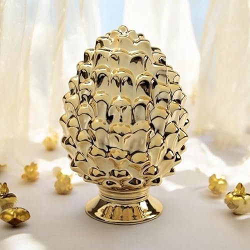 GMM Künstlicher Zapfen aus Keramik, dekorativ und dekorativ, sizilianisches Design, Glücksbringer (Gold, 16 x 26)