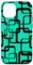 Hülle für iPhone 13 Retro MCM Quadratisches Motiv Vintage Muster 12 Helltürkis