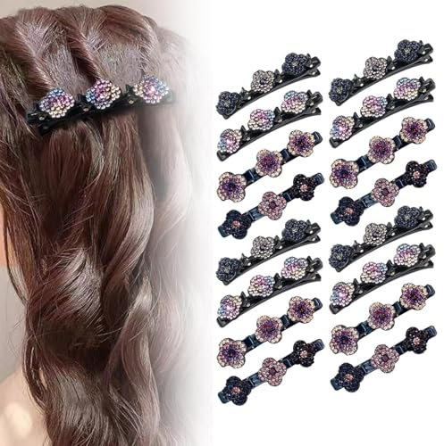 Haarspangen mit funkelnden Kristallsteinen, leicht geflochtene Strass-Haarspangen für Damen und Mädchen, elegante Haarstyling-Clips, glänzende Strass-Haarspange (Gemischt, 16 Stück)