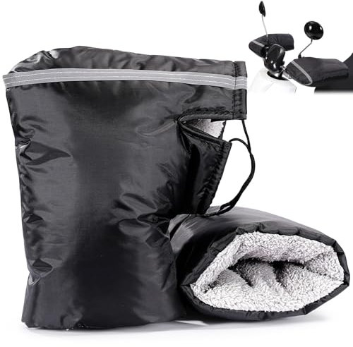 WPPQWP Motorrad Lenkerhandschuhe, Lenkerstulpen Fur Motorrad Roller Und Fahrrad, Plüschfutter, Winter Warme, Wind- Und Wasserdicht, Mit Reflektorstreifen, Universell