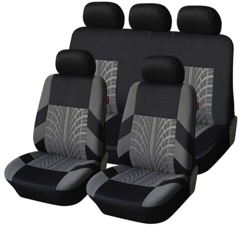 DQSZ 5 Sitzbezüge Auto Set für Kia Picanto 2020-2025, Universal Autositze Stoff Autositzbezug Set Vorne und Hinten Autositzschoner Atmungsaktiv Zubehör,B/Gray