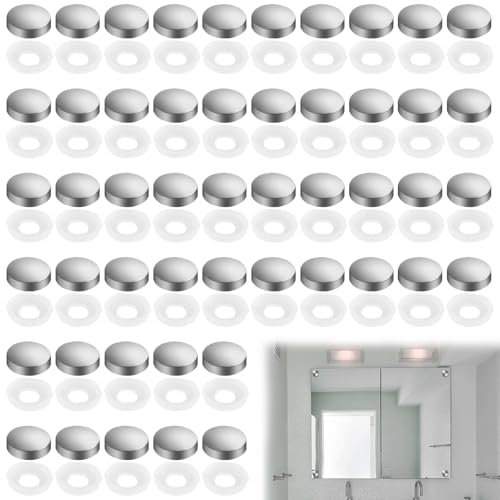 Deilonie Chrome Screw Caps, Small Chrome Dome Screw Cover Caps for 6g & 8g Mirror Screws, Cover Caps for Screws, Screw Cover Caps, Decorative Cap Covers(50 Pcs)