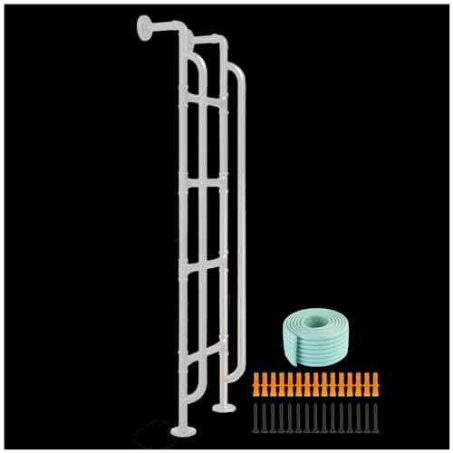 Etagenleiter, 157 cm hoch, mit Handläufen und rutschfester Polsterung, Hochbett-Treppe für Wohnheim, Wohnmobil, Wohnwagen, Weiß