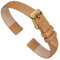 QUARKZMAN Bracelet En Cuir Véritable Marron 10mm De Largeur, Bande De Monture Plate Et Fine Élégante Avec Boucle Dorée Pour Hommes Et Femmes