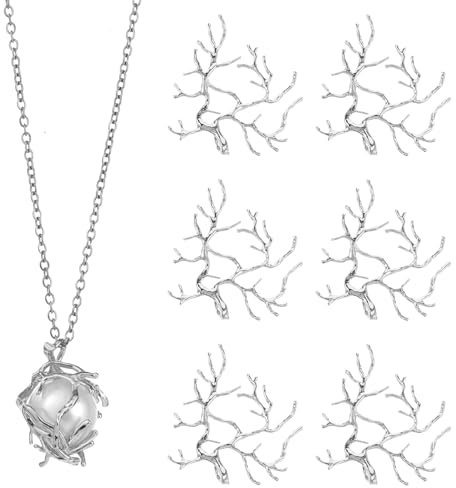 Lusofie 6pcs Branch Shape Blanks for Jewelry Making, Metal Claw Pendant Tray Bezel, Irregular Charms for DIY Crafts Necklace Pendant Making (Sliver)