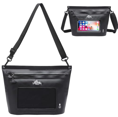 VOKUVIKU wasserdichte Tasche für Boot mit Luftdichtem Reißverschluss, Strand zubehör wasserdichte Tasche mit Handytasche, Wassersport Strand Schwimmen Bootfahren, Schwarz