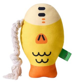 JACKANNA NEUES quietschendes Hundespielzeug aus Plüsch - Realistischer Fisch mit Knister- und Quietschfunktion, Anti-Langeweile Spielzeug für kleine & große Hunde (Gelb)