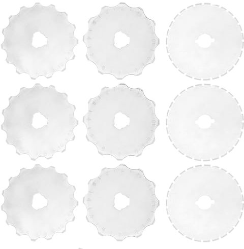 Bestgle Lot de 9 lames de coupe rotatives de 45 mm, lames de rechange rotatives perforées de 12, 15 et 27 dents pour Fiskars Olfa, tissu, cuir, papier, carton, artisanat, couture