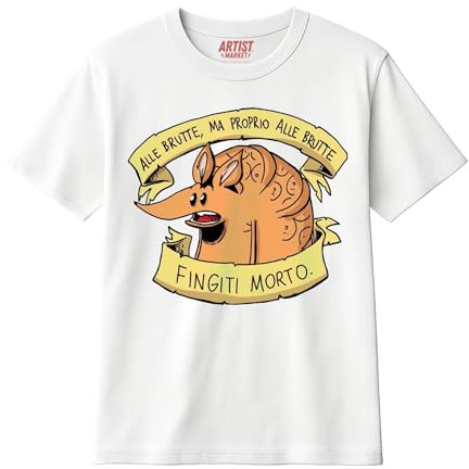 ARTIST MARKET T-Shirt Zerocalcare e Armadillo Frase | 100% Cotone Organico