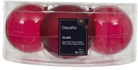 Weihnachtskugeln Glas 8cm 4 Stück - matt & glänzend transparent - Große Christbaumkugeln Weihnachtsbaumkugeln für Weihnachten - Christbaumschmuck & Weihnachtsbaumschmuck - Festlich Rosa transparent