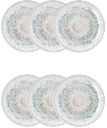 Bidasoa Set de 6 platos postre Kai Hydrozero de porcelana 21 cm | Verde, Porcelana, formato redondo, acabado brillo, 21 cm, 6 piezas, apilable, apto para microondas
