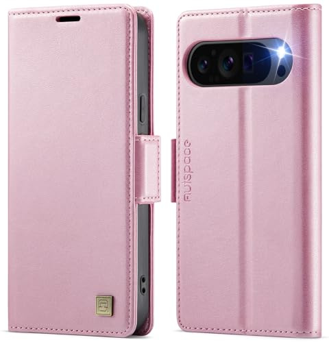 Teeirllim Custodia per Google Pixel 9 Pro XL, Blocco RFID PU Pelle Portafoglio Flip Case, Carta Fessura, Funzione Supporto, Antiurto Case Cover per Google Pixel 9 Pro XL - Rosa