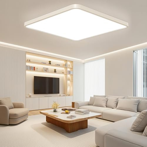 OTREN Deckenlampe LED Deckenleuchte Flach 50CM, 4000K Led Deckenbeleuchtung Panel, 48W Led Lampe für Wohnzimmer Schlafzimmer Küche Balkon Büro Flur