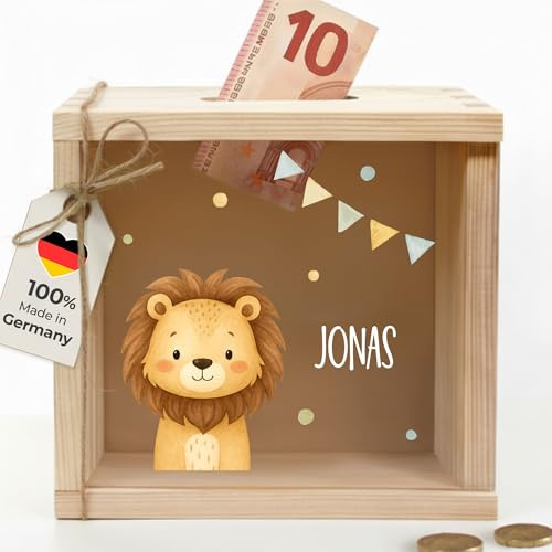 Little-Deco Spardose, Geldkassette, Sparbox, Geld sparen, 15x15cm | Sparschwein Kinder, personalisierte Geschenke Kinder, personalisierte Spardose, Holzspardose, Geschenk zur Geburt