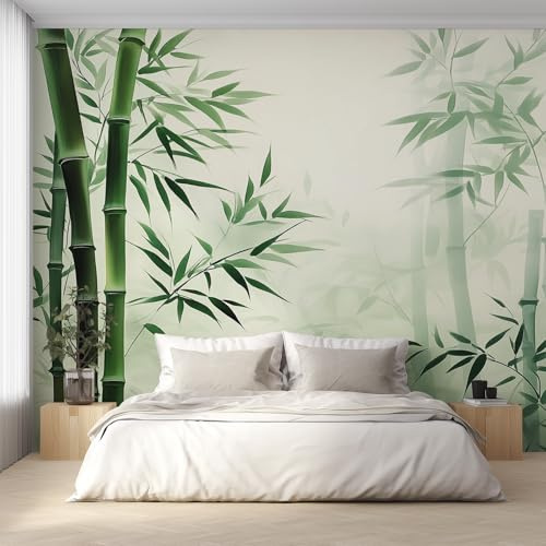 Générique Papier Peint Panoramique Forêt de Bambou, Papier Peint Feuilles de Bambou Fond pour Chambre Wallpaper, Fresque Murale pour Salon Salle Deco Murale, 350x256cm D&O138