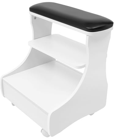 Fußstütze Pediküre Rädern Maniküre Fußbadehocker Trolley Beinstütze Fußbad Trolley PU-Leder leichtgängige Mobile Fußstütze für Fußpflege Nagelstudio Schönheitssalon Heimgebrauch (Schwarz)