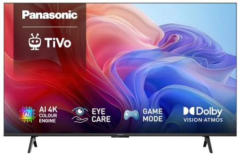 Panasonic TB-65W60CEZS, 65 (164cm), Smart TV 4K LED TiVo, Game Mode, Dolby Vision Atmos, AI 4K Colour Engine, Assistente vocale, Multi HDR Support, Bluetooth, Serie W60C, 2026