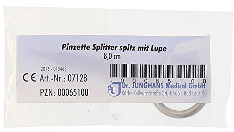 Pinzette Splitter Spitz mit Lupe 8 cm