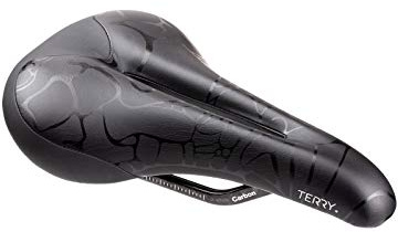 Terry Butterfly Carbon Bike Saddle - Bicycle Seat for Women - Flexible & Comfortable - Low Profile, Flat top - Black Leather - Black,