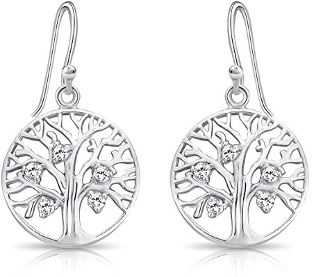 DTP Silver - Orecchini Pendenti a forma di Albero della Vita - Argento 925 - Diametro 17 mm