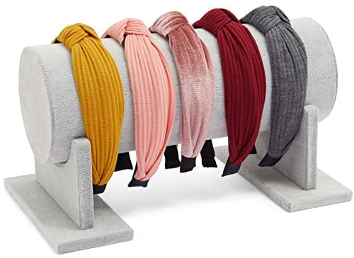 Grey Velvet Headband Holder/Jewellery Organiser Stand, 30.5 x 18 cm