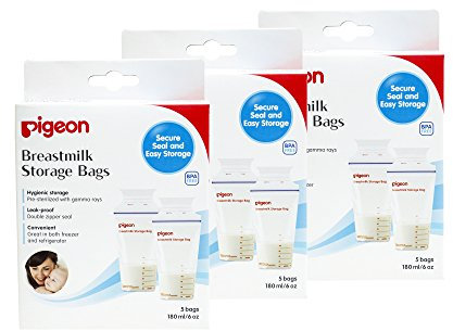 Pigeon Bolsa de almacenamiento de leche materna, sellado seguro y fácil almacenamiento, almacenamiento higiénico de leche materna, a prueba de fugas, almacenamiento de leche materna con cremallera, 5