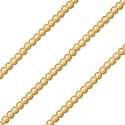 4mm Champagne Glass Round Pearl Beads - On 32 Strand