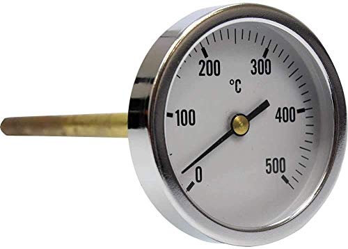 Ofenthermometer für Holzofen, Skala von 0 bis 500 ºC, mit Scheide oder 50 cm. Ø6,5 cm