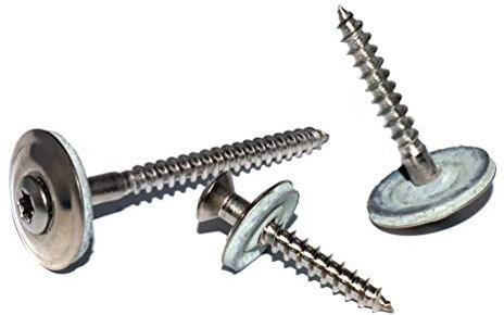 Spenglerschrauben 4,5x45 DIN 7995 mit Dichtscheibe 15 mm Torx Antrieb TX20 Edelstahl A2 Stückzahl 25 Spengler Schrauben mit Neoprendichtung