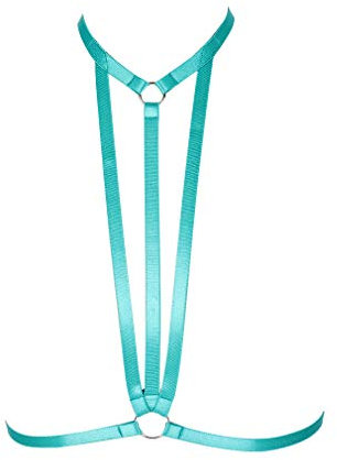 MAMOHSS Damen Riemchen Geschirr BHS Aushöhlen Körper Kupferlos Gotisch Dessous-BHS Einstellbar Übergröße (Smaragdgrün)