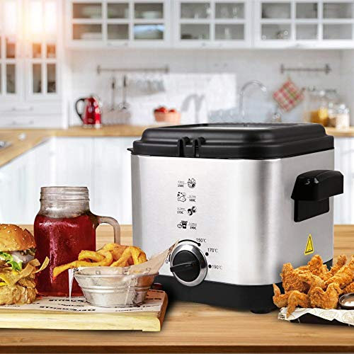 Friteuse électrique en acier 900 W 1,5 L fenêtre et réglage de la température