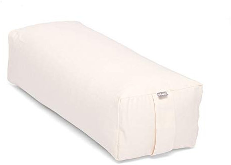 bodhi Yoga Salamba Bolster Eco | Waschbarer Bezug aus 100% Bio-Baumwolle | Yogarolle eckig mit Bio Dinkelfüllung | Yogakissen groß für Restoratives Yoga | Maße: 63,5 x 26,5 x 20,5 cm (natur)