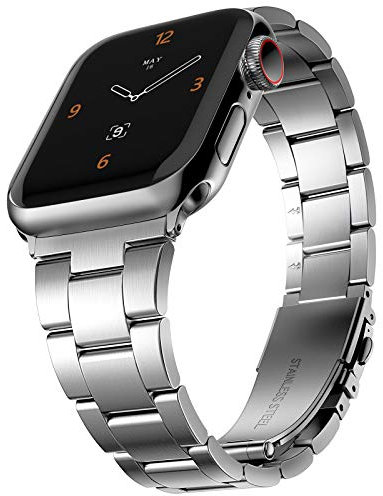 Compatibile con Apple Watch Band 42 mm 44 mm, innovativo cinturino di ricambio in acciaio inox per Apple Watch Series 6 5 4 3 2 1 SE, argento