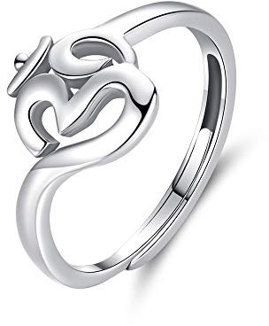 sam panda Ring aus 925er Sterlingsilber, Om Sanskrit Symbol, verstellbarer Ring für Damen, Geschenk für Yoga, religiöser Schmuck, Sterlingsilber
