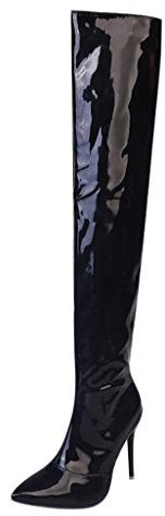 Stivali Donna Moda Solid Zip sopra Il Ginocchio Sexy Scarpe Casual Lunghe (43,Nero)